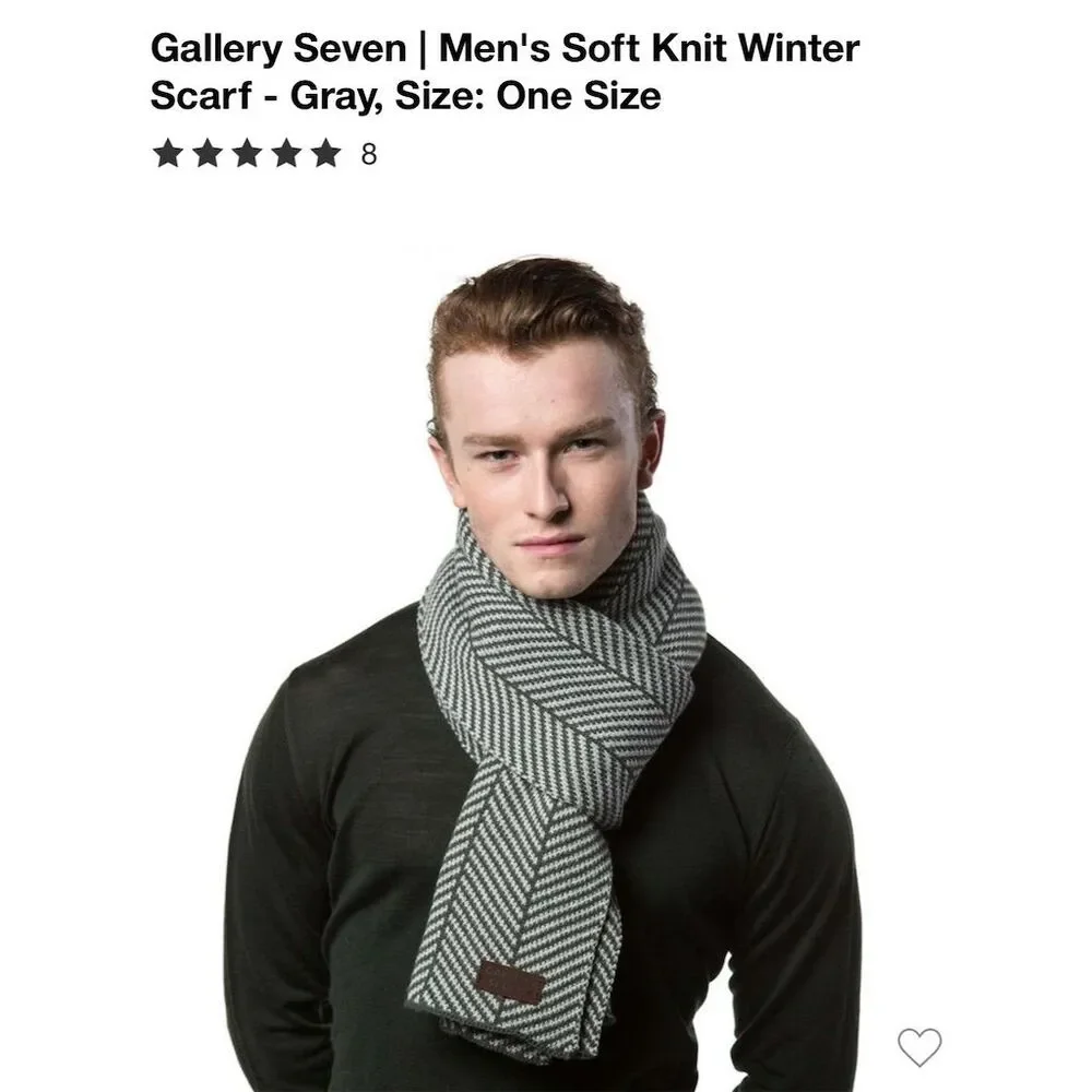 Gallery Seven NWT‎ Men's Black Winter Scarf Herringbone Pattern unisex